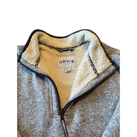 Orvis Mens Sherpa-Lined 1/4 Zip Sweater Fleece Pullover - Gray XXL - Picture 1 of 9
